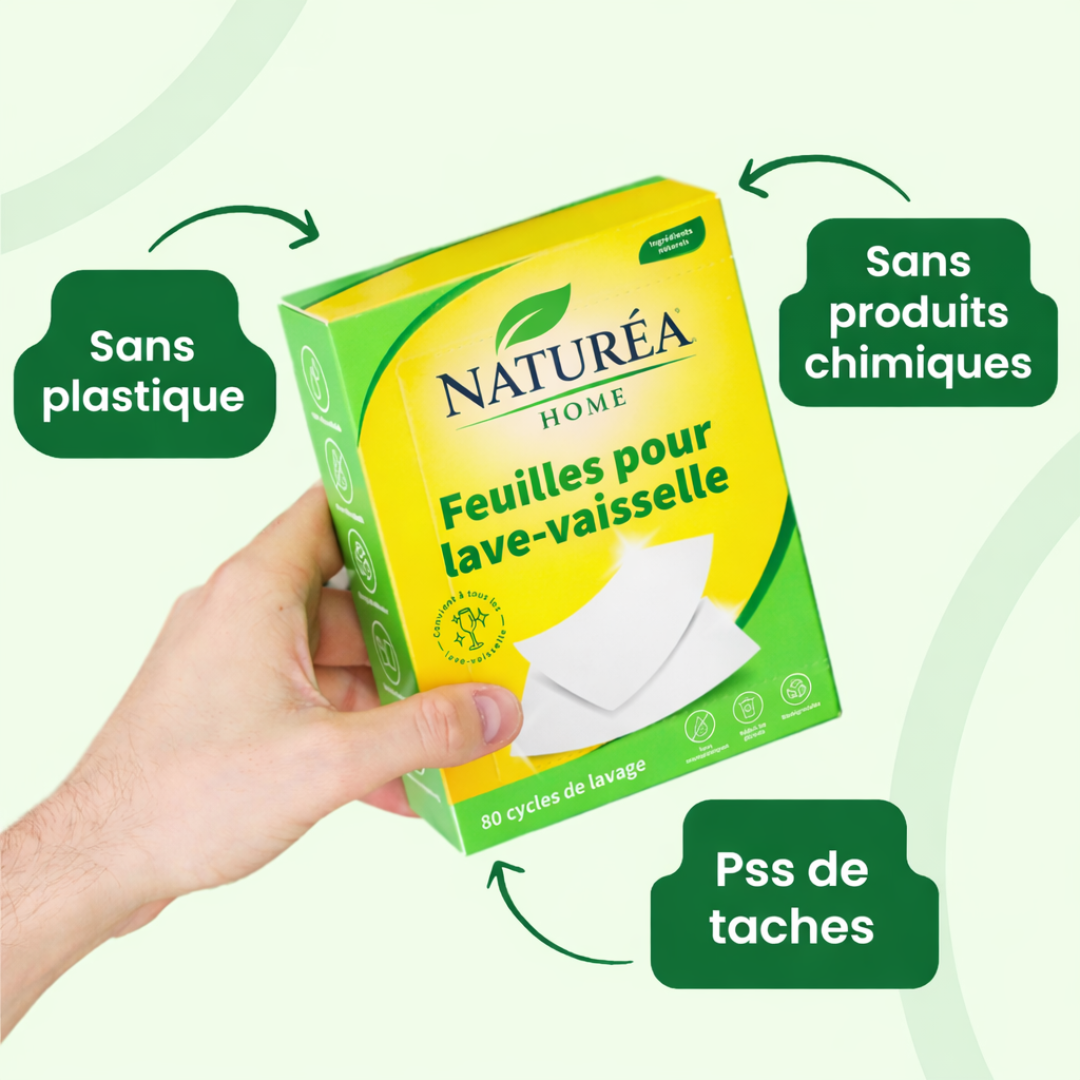 Feuilles Détergentes Écologiques pour Lave-Vaisselle Naturea Home  80 Cycles de Lavage