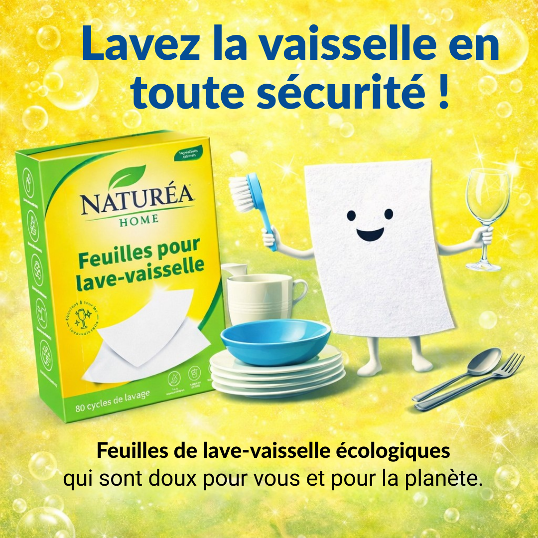 Feuilles Détergentes Écologiques pour Lave-Vaisselle Naturea Home  80 Cycles de Lavage